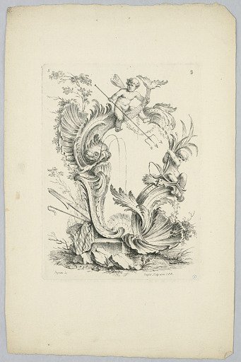 Cartouche with Sea Motifs, Plate B