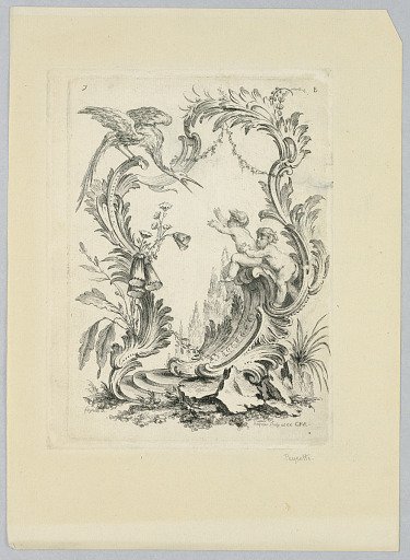 Cartouche with Bird and Putti, Plate B
