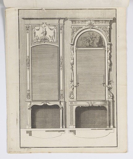 Two Designs for Fireplaces, Plan and Elevation