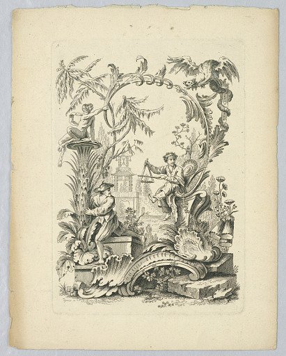 Cartouche with Chinoiserie Motifs
