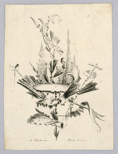 Vignette with Statuary and a Bird