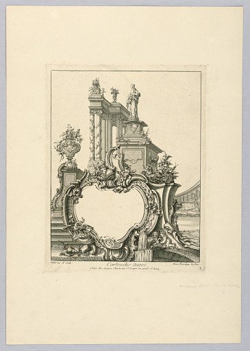 Decorated Cartouche with Classical Architecture