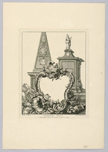 Decorated Cartouche with Monuments