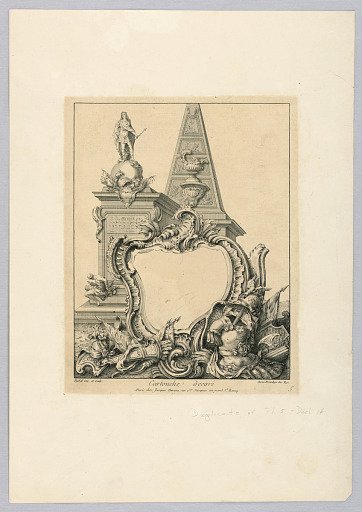 Decorated Cartouche with Monuments