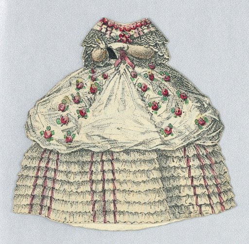 Paper Doll Costume in White with Red Roses