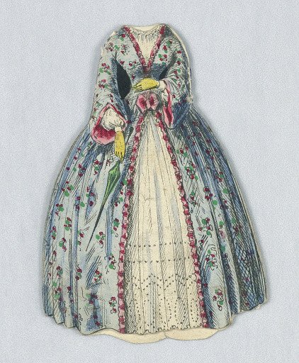 Paper Doll Costume in Blue with Flower Pattern