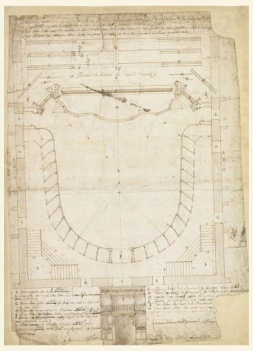 Theatro Filarmonico (Philharmonic Theater) of the Accademia Filarmonica (Philharmonic Academy), Auditorium and Main Entrance Elevation, Verona, Italy