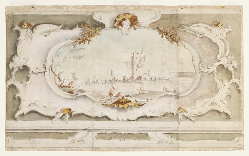 Decorative Cartouche with a Lagoon Capricco