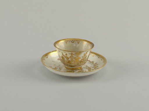 Tea Bowl and Saucer with "Hausmaler" Decor