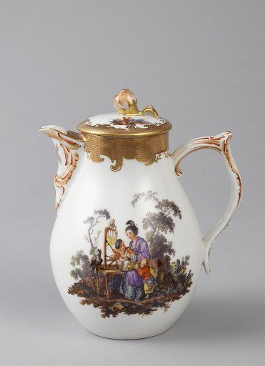 Covered Milk Jug with Chinoiserie Vignettes