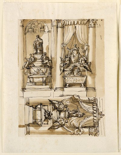 Design for Three Tomb Monuments
