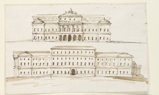 Two Elevations of the Central Part of a Palace