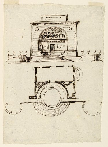 Project for a building; point de vue in a park