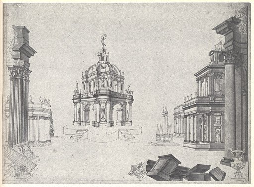 Stage Design: Architectural Capriccio with a Tempietto and Broken Columns