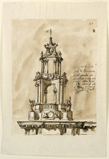Steeple in baroque style in the style of Borromini