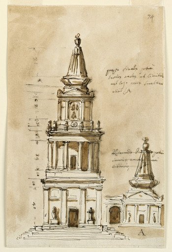 Elevations of two sepulchral chapels
