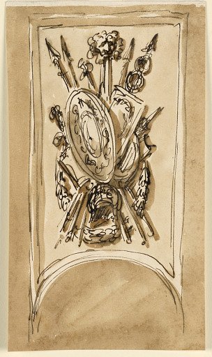 Design for a Panel Decoration with Trophy Weapons