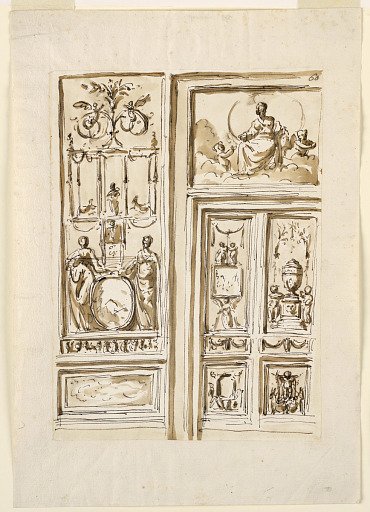 Design for Door and Adjoining Wall Panel Decorations