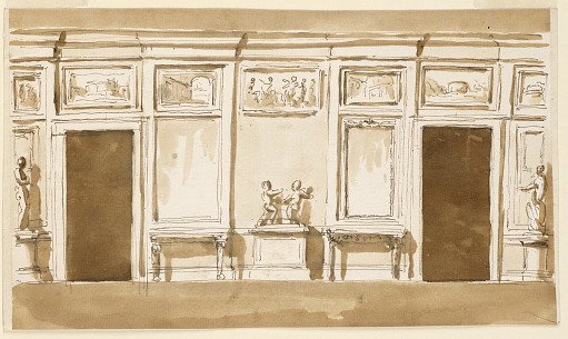 Elevation of a Drawing Room Entrance Wall with Alternative Suggestions