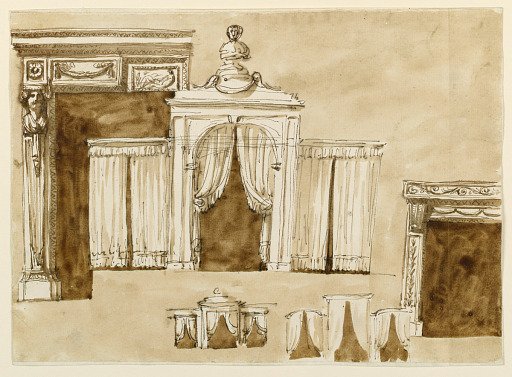Bed alcove and chimney mantel