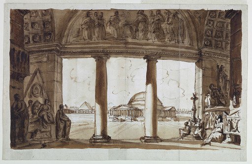Sepulchral Chapel seen through a Colonnade