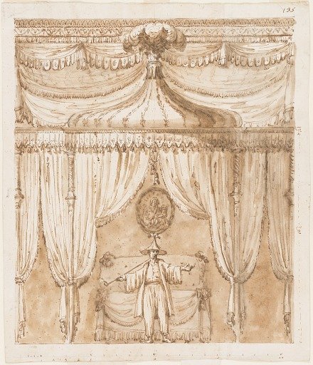 Bedroom alcove with a figure
