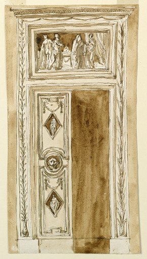 Design for a Double Door with Overdoor