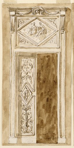 Design for a Double Door with Overdoor