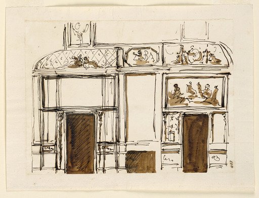 Elevations of a wall, ceiling, mantelpiece