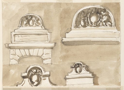 Designs for an overdoor with a papal escutcheon