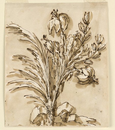 Bunch of flowers tied with ribbon