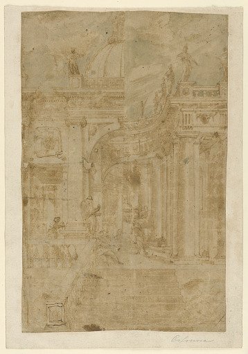 Alternate Views of a Domed Building with Portico