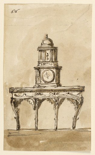 Console table with timepiece