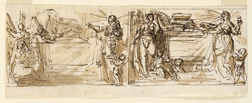 Sarcophagus and allegorical figures