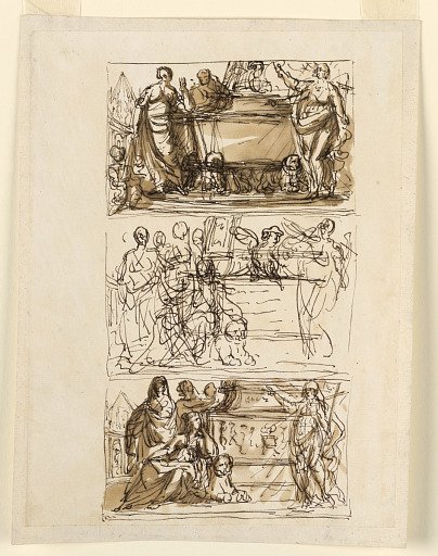 Sarcophagus and allegorical figures