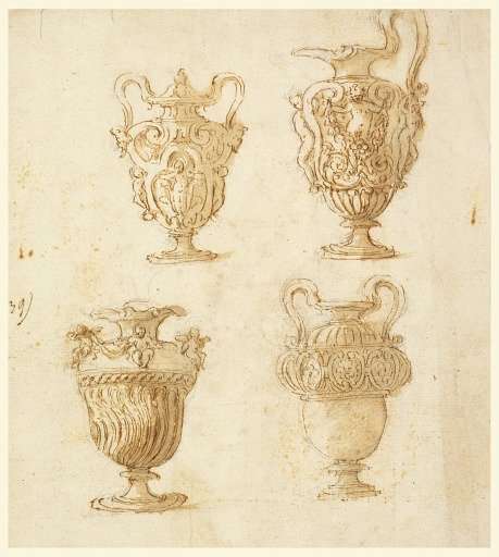 Design for an Urn, a Pitcher, Vases