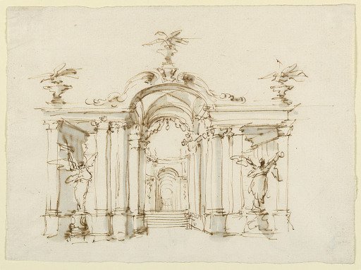 Stage design, a garden loggia