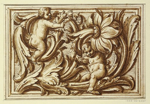 One of a set of projects for a title page and the decoration of a horizontal panel