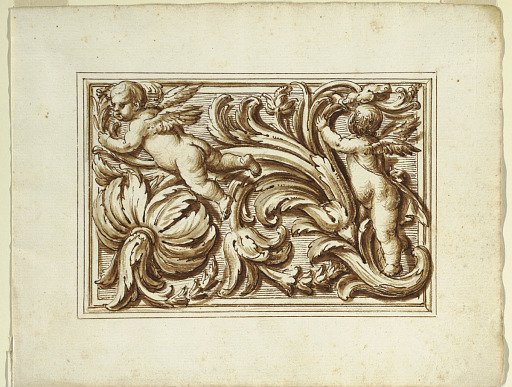 One of a set of projects for a title page and the decoration of a horizontal panel