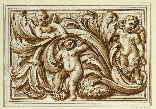 One of a set of projects for a title page and the decoration of a horizontal panel