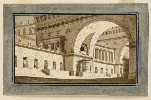 Stage Design, Exterior of Palace, Sepulchral Hall