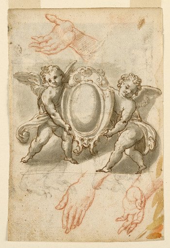 Studies of Hands and Putti with an Escutcheon