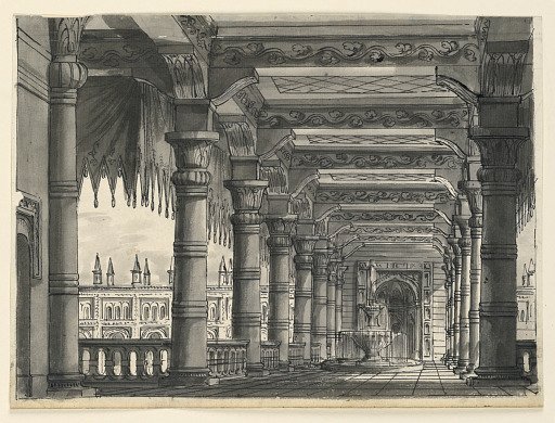 Stage Design, Loggia with Fountain in an Oriental Palace