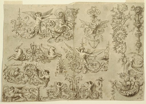 Panel of Ornament with Grotesque Heads