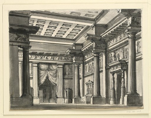 Stage Design, Interior of Hall in Antique Style
