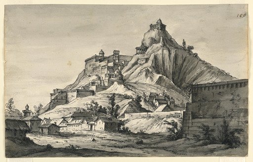 Stage Design, Mountain with Town on Slopes