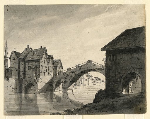 Stage Design, Bridge Over River in a Town