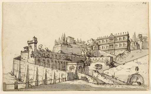Stage Design, Palace and Gardens on Hill