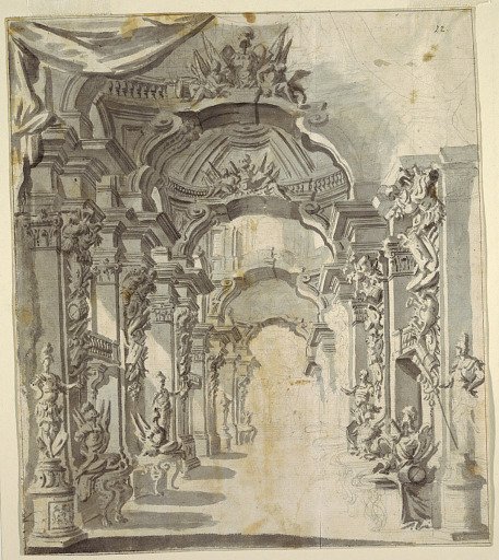 Richly Decorated Gallery (with trophies on pedestals)