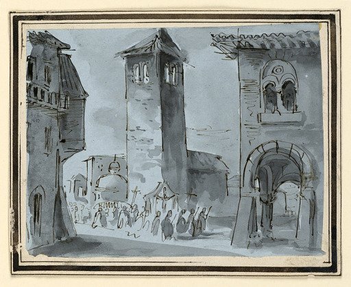 Stage Design, Street with Procession